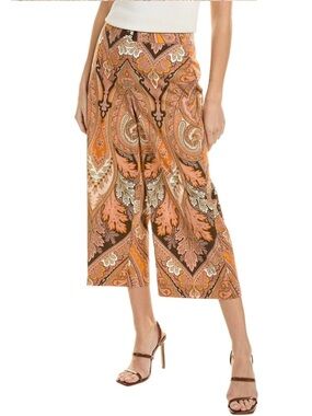 Kobi Halperin Laura Paisley Wide-Leg Pants in Brown and Orange Size 8